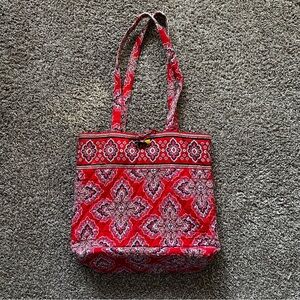 Vintage Vera Bradley Frankly Scarlet Quilted Tote Shoulder Bag Retired
